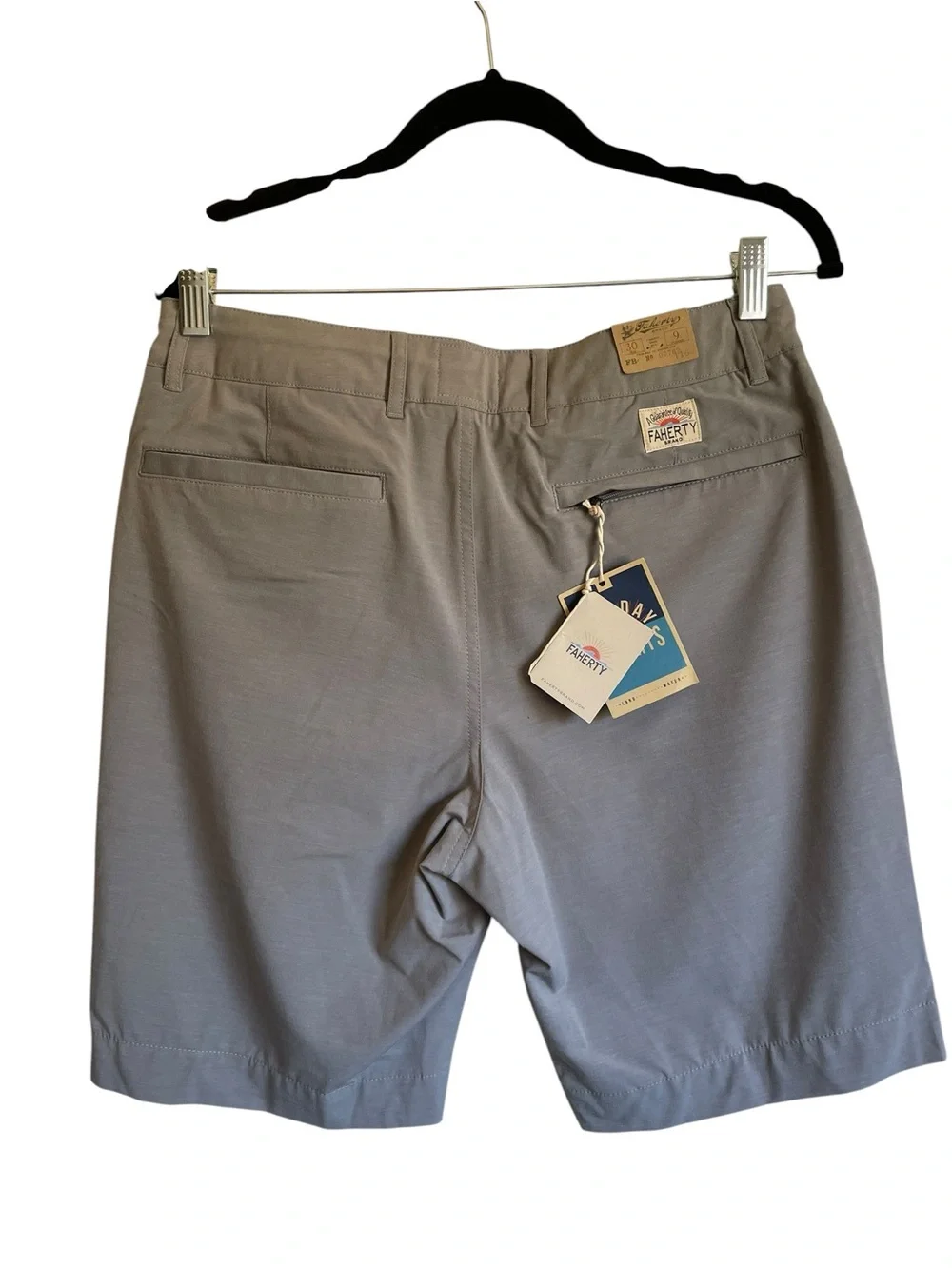 Faherty Belt Loop All Day Shorts in Ice Gray Performance Flat-Front NWT